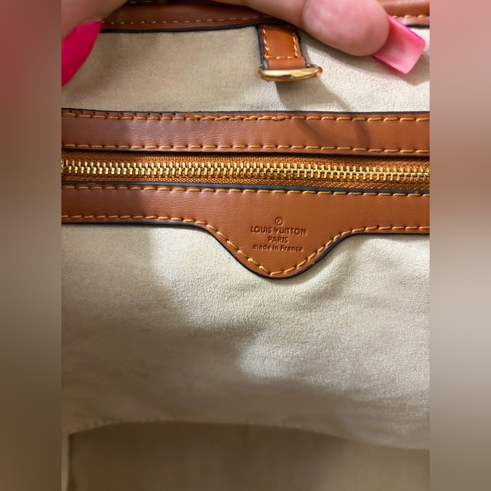 Fashion Soft Leather Trendyol Neverfull Cream & Brown Leather Tote with Pouch - Picture 4 of 15